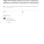 High Performance Work Practices, Industrial Relations and Firm Propensity for Innovation