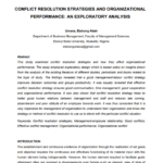 Conflict Resolution Stragedies and Organizational Performance: An Exploratory Analysis